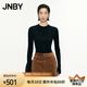 JNBY/江南布衣秋冬美麗諾羊毛針織衫女圓領撞色拼接毛衣5O0312880 095/黑褐色組合 M