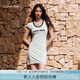Calvin KleinCK Jeans25早秋新款女士字母復(fù)古辣妹正肩大U領(lǐng)針織連衣裙47C259G XE2-青藍(lán) S