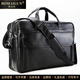 博邁倫品牌公文包男士手提包真皮大容量出差旅行包頭層牛皮筆記本電腦包 黑色 頭層納帕牛皮 45*13*32cm17.3英寸