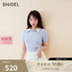 SNIDEL2025春夏新品百搭學(xué)院風(fēng)短袖雙層翻領(lǐng)絞花針織衫SWNT251207 淺藍(lán)色 均碼