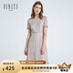 FINITY夏裝新款千鳥格短袖連衣裙女休閑小香風(fēng)中長(zhǎng)款裙子女 橘色千鳥格 L