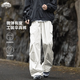頂峰保羅（Dingfengbaoluo）美式戶(hù)外傘兵工裝褲男春夏寬松休閑褶皺設(shè)計(jì)長(zhǎng)褲子X(jué)P01米灰色XL