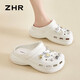 ZHR拖鞋女夏季厚底踩屎感涼鞋女沙灘外穿洞洞鞋女 C86 白色 39/40