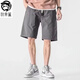 狄帝鯊（DIDISHA）休閑短褲男夏季男士寬松運動(dòng)白色彈力外穿中褲沙灘褲5分五分褲潮 灰色 XL