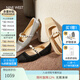NINE WEST玖熙瑪麗珍鞋女2025春季新款珍珠優(yōu)雅平底單鞋小香風(fēng)女鞋七夕禮物 淺灰【織物鞋面】NF550009EK 35
