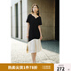 獨(dú)束大碼女裝【黑標(biāo)系列】2024夏精致派對(duì)法式撞色魚尾短袖連衣裙 赫本黑 2XL (尺碼：4)