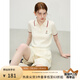 范思藍恩學(xué)院風(fēng)撞色POIO領(lǐng)小熊刺繡針織衫2025夏新款顯瘦上衣2071 米白色 S