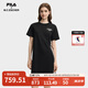 FILA 斐樂(lè)官方女裝針織連衣裙2025秋季新款時(shí)尚休閑舒適拼接T恤裙 正黑色-BK L 170/88A/L