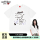 查爾斯桃心 潮牌T恤男女同款 可愛(ài)卡通風(fēng)情侶裝寬松打底衫短袖 本白 M 