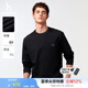 哈吉斯（HAZZYS）男女同款 春季休閑上衣【PHIZ】情侶款貼袋寬松長袖T恤 黑色BK XL （180/100A 50）