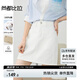 尚都比拉小個(gè)子半身裙女夏氣質(zhì)女神風(fēng)牛仔裙高腰顯瘦A字短裙 米白色  M 