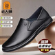 老人頭一腳蹬新款春秋季防滑男士真皮鞋高檔舒適潮流低幫套腳百搭休閑鞋 黑色細花款 【頭層牛皮】 41 (255mm) 【標準皮鞋碼】
