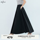 伊芙麗（eifini）伊芙麗2025夏裝新款大A擺中長(zhǎng)傘裙女量感顯瘦通勤質(zhì)感半身裙 黑色 加長(zhǎng)版 預(yù)售 XL 130-145斤