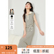 梵希蔓復(fù)古通勤條紋連衣裙女2025夏季新款收腰顯瘦翻領(lǐng)無袖小裙子 M6876 杏底黑條 XL