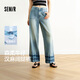 森馬（Semir）森柔牛仔|商場同款牛仔褲女吸濕2025夏季涼感闊腿褲103325124005A