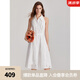 ELLE【100%棉】白色度假風(fēng)鏤空無袖掛脖連衣裙女2024夏季新款小眾設(shè)計(jì) 白色 S