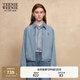 Teenie Weenie小熊牛仔外套女2025年春季新款刺繡簡(jiǎn)約休閑短款夾克外套女 中藍色 S