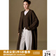 獨束大碼女裝設(shè)計感羊毛紐扣無袖針織馬甲套裝2024冬季新品兩件套 摩卡棕 M (尺碼：1) (尺碼：1)