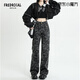 FREDRICAL迷彩工裝牛仔褲女美式2025新款高腰闊腿寬松顯瘦直筒拖地褲夏夏潮 灰色長褲 XS 建議70-80斤