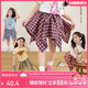 LUSON小O寶童裝寶寶格子裙褲女2025夏季新款休閑女童不規(guī)則半身裙