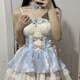 閃動少女（SHANDONGSHAONV）桔梗house洛麗塔lolita公主風特風掛脖吊帶短裙蓬蓬裙 杏藍粉-吊帶(送圍脖) XL (115斤-130斤)
