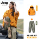 JEEP SPIRIT吉普劉亦菲同款三合一沖鋒衣套裝女工裝運(yùn)動(dòng)休閑長(zhǎng)褲外套 向日葵/三合一+橄欖綠沖鋒褲 S