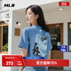 MLB官方 男女情侶后背仿牛仔老花涼感T恤短袖25夏季新款TSM10 洛杉磯道奇隊/深天藍色 L