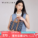 萬(wàn)里馬（wanlima）丹寧水桶包托特包大容量通勤印花牛仔布單肩斜跨手提女包七夕禮物 牛仔藍(lán)/杏仁棕