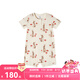 Milkbarn嬰兒連體衣男女寶寶夏季短袖哈衣爬服嬰幼兒衣服 米色兔兔 73cm (6-12m)