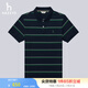 哈吉斯（HAZZYS）男裝 夏款短袖上衣通勤撞色橫條紋polo衫男ASTZE0BBE12 深藏青色DN M (170/92A 46)
