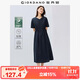 佐丹奴裙子女萊賽爾氣質(zhì)通勤風(fēng)V領(lǐng)抽繩收腰短袖連衣裙05465345