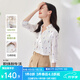 歐莎（OSA）白色七分袖雪紡襯衫女夏季2025年新款設(shè)計感小眾v領(lǐng)襯衣薄 米白印花 L