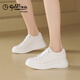 金利來(lái)女鞋時(shí)尚百搭女士小白鞋厚底內增高板鞋女 白色  36 