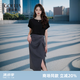 歌莉婭今年流行套裝女夏新款短袖T恤上衣通勤半身裙1C6LAB840 00B黑色 L