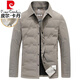 皮爾卡丹（pierre cardin）高端鴨絨羽絨服寬松休閑商務男裝輕薄白鴨絨男保暖冬裝翻領外套 卡其 2XL 185