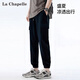 拉夏貝爾（La Chapelle）工裝休閑褲男女同款潮流寬松運(yùn)動情侶束腳速干長褲子 黑色 M