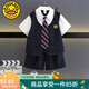 G.DUCKKIDS花童男童禮服套裝夏季短袖兒童休閑西裝主持人鋼琴演出服婚禮西服 上衣褲子領(lǐng)帶 140碼建議130-140cm9-10歲