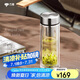 萬象（WANXIANG）雙層玻璃杯V49RL商務(wù)辦公鈦銀色禮盒裝帶濾網(wǎng)泡茶杯情侶便攜水杯