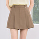 香影灰色學(xué)院風(fēng)百褶裙褲女2026春新款休閑高腰天才少女a(chǎn)字短褲 咖色 M 160/64A/95-110斤