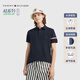 TOMMY HILFIGER【輕柔感】25夏季男高級撞色短袖/【輕奢感】鑲邊翻領商務T恤POLO 【織帶袖邊】藏青色DW5 M （推薦：135-150斤）