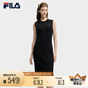 FILA 斐樂(lè)官方女裝連衣裙2025年夏季新品修身顯瘦無(wú)袖背心裙打底裙子 正黑色-BK M 165/84A/M