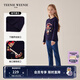 Teenie Weenie Kids小熊童裝春秋款撞色女童經(jīng)典圓領(lǐng)刺繡套頭毛衣 藏青色 130 cm