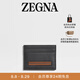 ZEGNA【七夕禮物】杰尼亞包袋黑色鹿皮名片夾 黑色 ONE SIZE