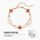 S925銀四葉草手鏈女輕奢雙層小眾貝母瑪瑙設計手環(huán)飾品閨蜜禮物潮 【紅瑪瑙】四葉草手鏈-精美禮盒