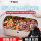 驕鹿德國(guó)飯盒電熱飯盒免注水加熱飯盒插電保溫自熱上班族熱飯做飯 米白色（免注水）1L頂配 +精美餐具+保溫袋