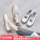 ZHR休閑鞋女減齡撞色牛皮小白鞋女時(shí)髦果凍底運(yùn)動(dòng)鞋女ins潮流百搭 A66 米色 37