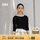 森馬（Semir）長(zhǎng)袖T恤女不對(duì)稱假兩件2025秋季小心機(jī)修身拼色衣服10A525101001
