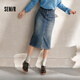 森馬（Semir）森柔牛仔|牛仔半身裙女開(kāi)叉長(cháng)裙顯腿長(cháng)秋鹽系直筒裙103524120003