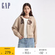 GAP女裝秋冬碳素軟磨抓絨logo連帽衛(wèi)衣落肩袖休閑外套634420