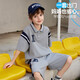 ASK JUNIOR套裝男童2025夏透氣學(xué)院風(fēng)polo衫寬松運(yùn)動(dòng)短褲兩件套 灰色 150 